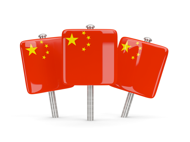 Three square pins. Download flag icon of China at PNG format