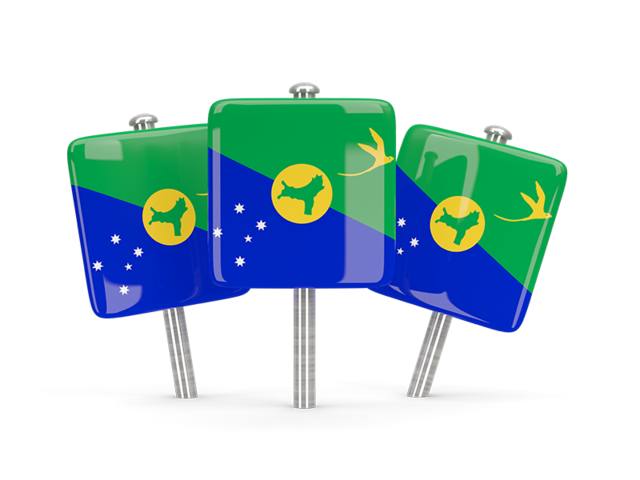 Three square pins. Download flag icon of Christmas Island at PNG format