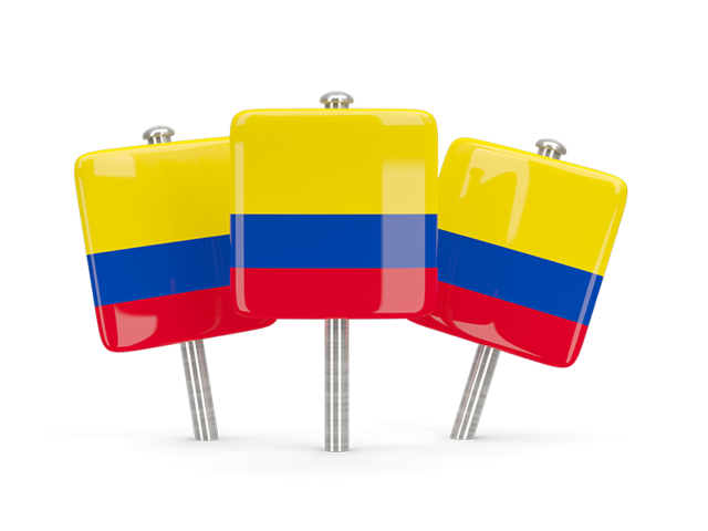 Three square pins. Download flag icon of Colombia at PNG format