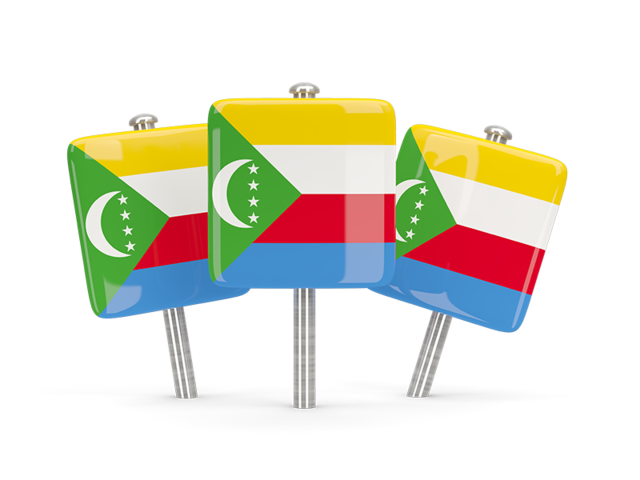Three square pins. Download flag icon of Comoros at PNG format
