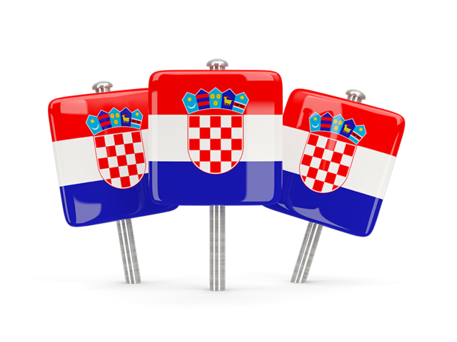 Three square pins. Download flag icon of Croatia at PNG format