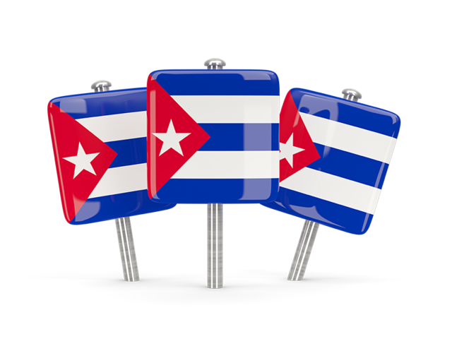 Three square pins. Download flag icon of Cuba at PNG format