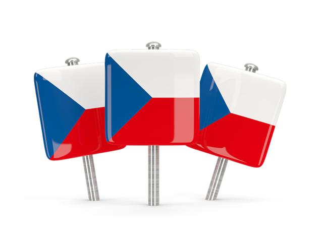 Three square pins. Download flag icon of Czech Republic at PNG format