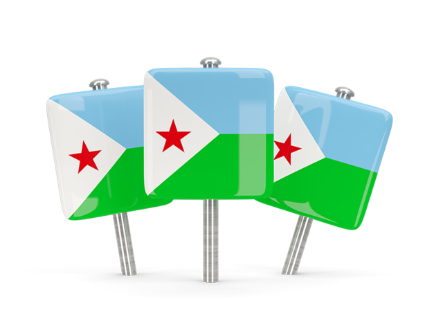 Three square pins. Download flag icon of Djibouti at PNG format