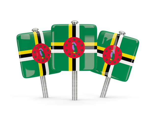 Three square pins. Download flag icon of Dominica at PNG format