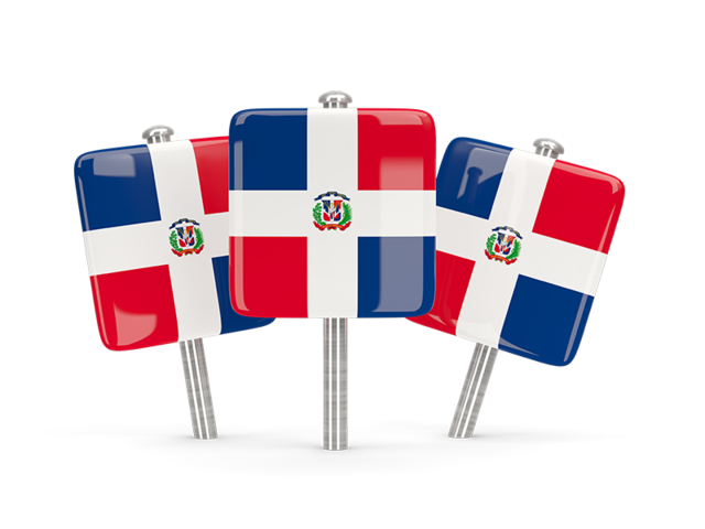 Three square pins. Download flag icon of Dominican Republic at PNG format