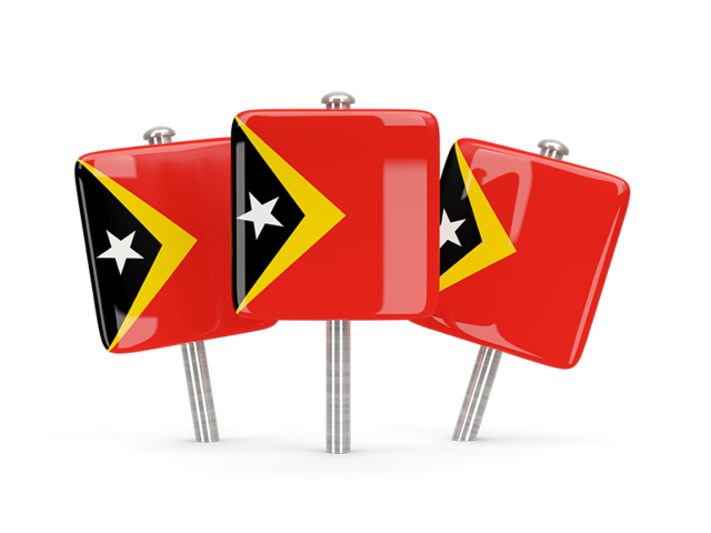 Three square pins. Download flag icon of East Timor at PNG format