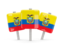 Ecuador. Three square pins. Download icon.