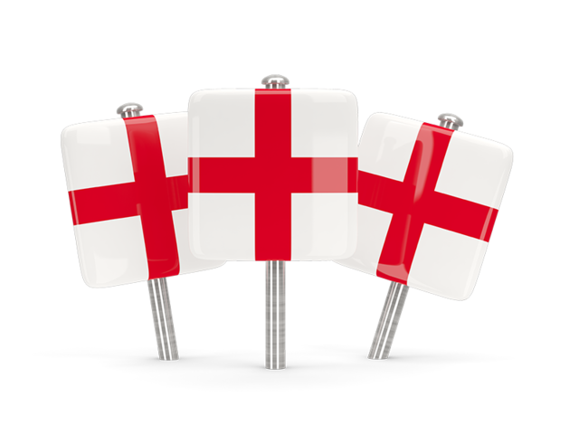 Three square pins. Download flag icon of England at PNG format