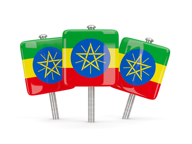 Three square pins. Download flag icon of Ethiopia at PNG format