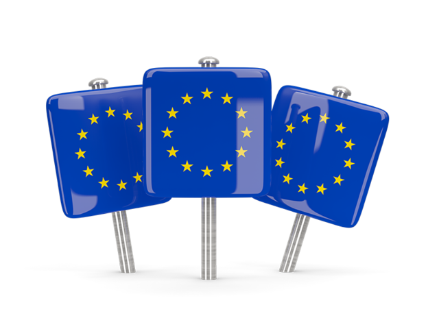 Three square pins. Download flag icon of European Union at PNG format