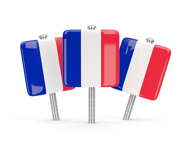 Three square pins. Download flag icon of France at PNG format