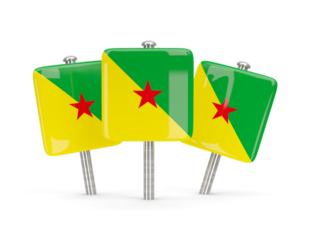 Three square pins. Download flag icon of French Guiana at PNG format