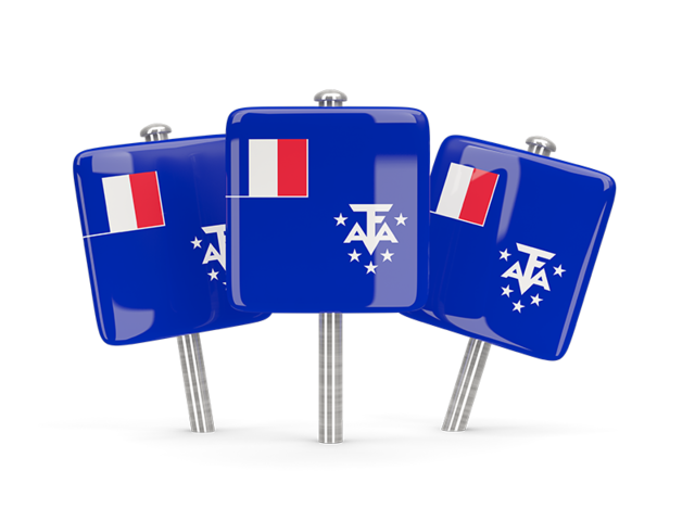 Three square pins. Download flag icon of French Southern and Antarctic Lands at PNG format