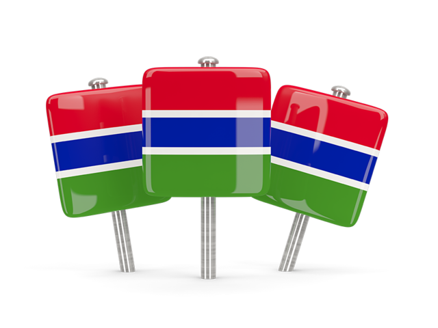 Three square pins. Download flag icon of Gambia at PNG format