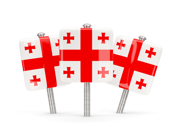 Three square pins. Download flag icon of Georgia at PNG format