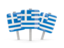 Greece. Three square pins. Download icon.