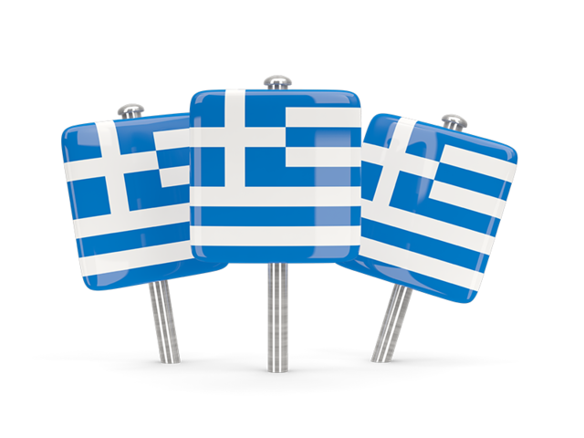 Three square pins. Download flag icon of Greece at PNG format