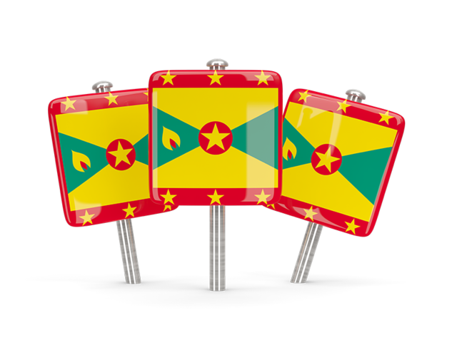 Three square pins. Download flag icon of Grenada at PNG format