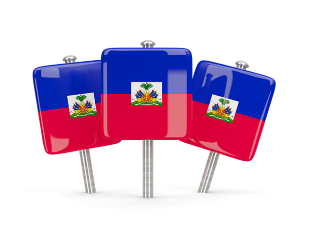 Three square pins. Download flag icon of Haiti at PNG format