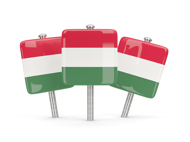 Three square pins. Download flag icon of Hungary at PNG format