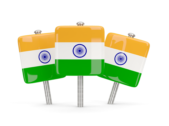 Three square pins. Download flag icon of India at PNG format