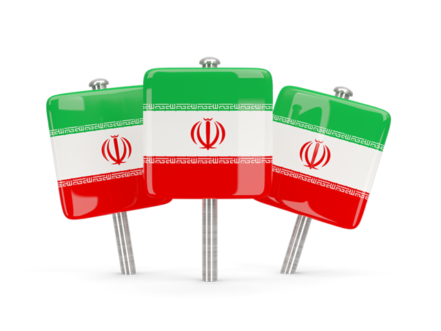 Three square pins. Download flag icon of Iran at PNG format