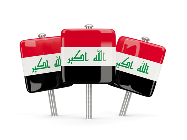 Three square pins. Download flag icon of Iraq at PNG format
