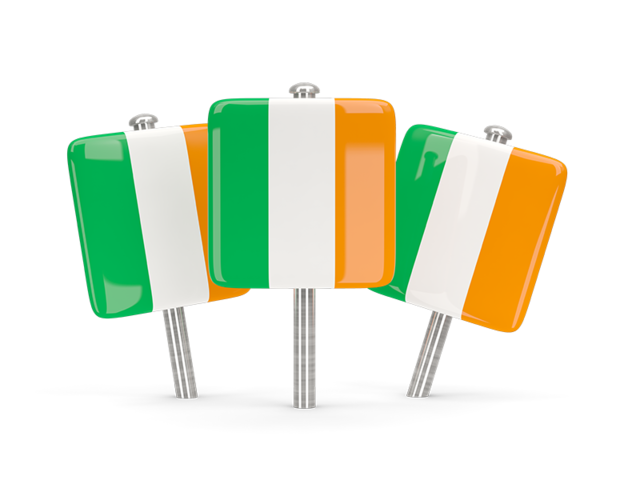 Three square pins. Download flag icon of Ireland at PNG format