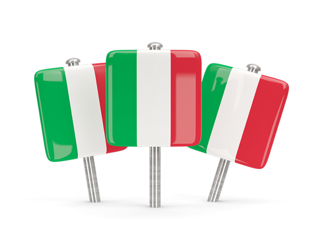 Three square pins. Download flag icon of Italy at PNG format