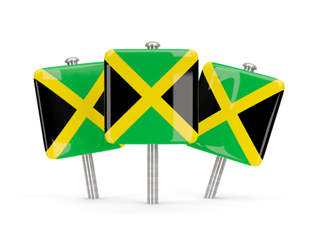 Three square pins. Download flag icon of Jamaica at PNG format