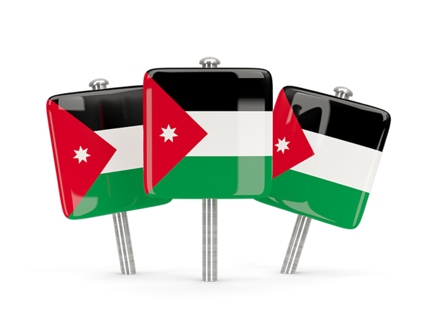 Three square pins. Download flag icon of Jordan at PNG format