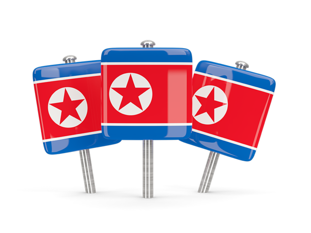 Three square pins. Download flag icon of North Korea at PNG format