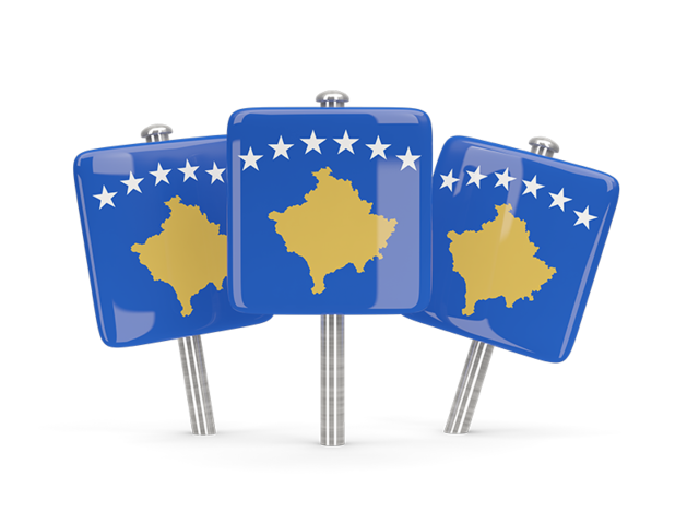 Three square pins. Download flag icon of Kosovo at PNG format