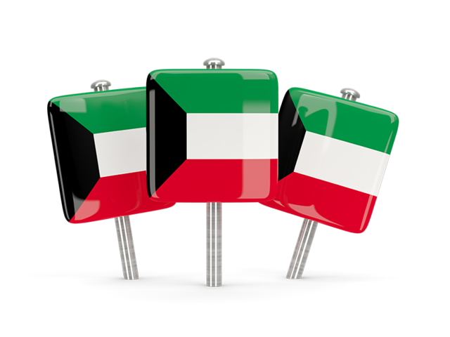 Three square pins. Download flag icon of Kuwait at PNG format