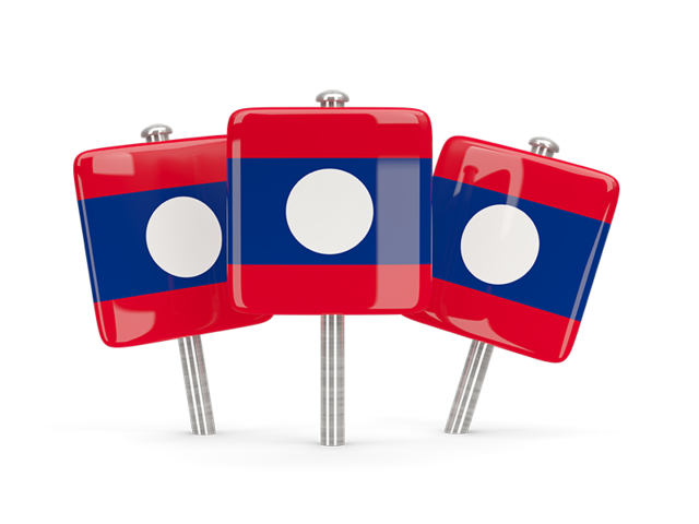 Three square pins. Download flag icon of Laos at PNG format