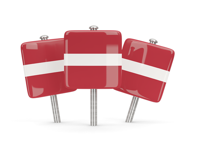 Three square pins. Download flag icon of Latvia at PNG format