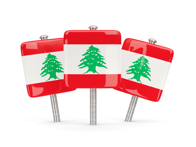 Three square pins. Download flag icon of Lebanon at PNG format