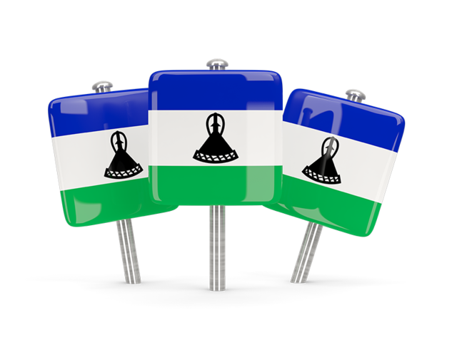 Three square pins. Download flag icon of Lesotho at PNG format