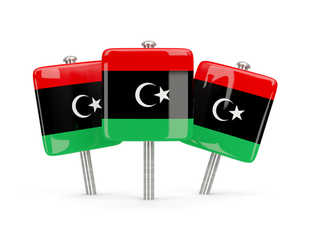 Three square pins. Download flag icon of Libya at PNG format