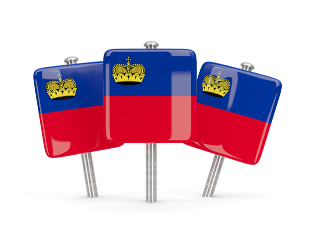 Three square pins. Download flag icon of Liechtenstein at PNG format