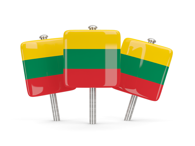 Three square pins. Download flag icon of Lithuania at PNG format