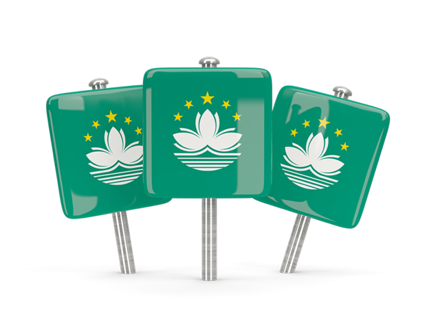 Three square pins. Download flag icon of Macao at PNG format