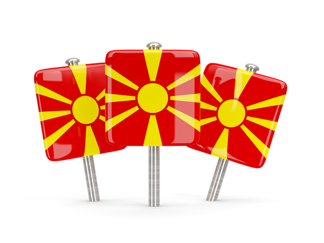 Three square pins. Download flag icon of Macedonia at PNG format