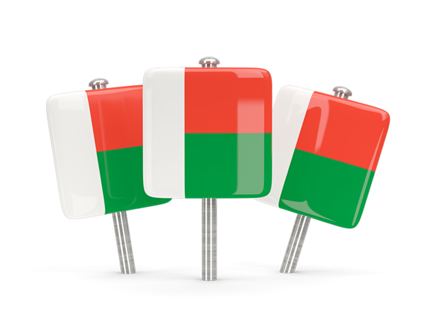 Three square pins. Download flag icon of Madagascar at PNG format
