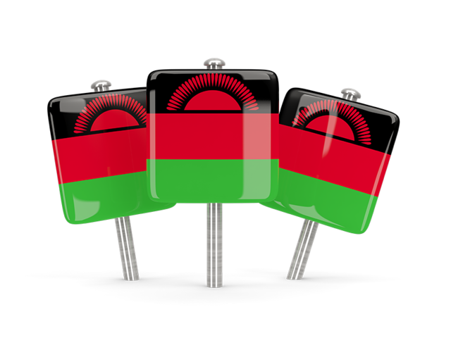 Three square pins. Download flag icon of Malawi at PNG format