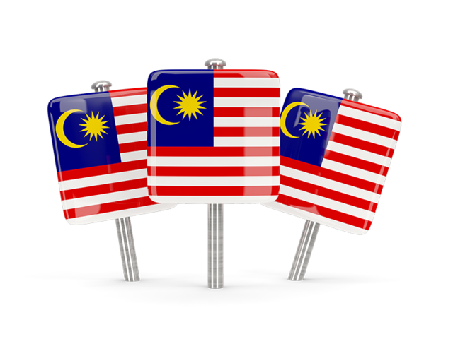 Three square pins. Download flag icon of Malaysia at PNG format