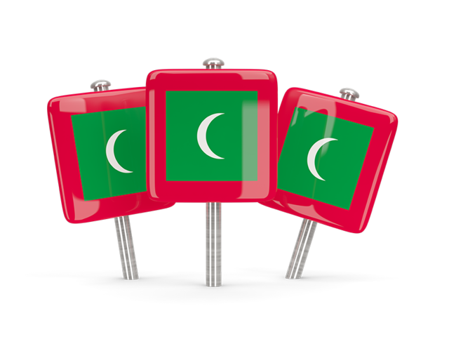 Three square pins. Download flag icon of Maldives at PNG format