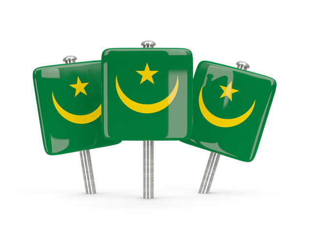 Three square pins. Download flag icon of Mauritania at PNG format