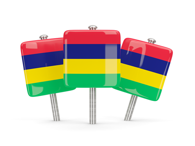 Three square pins. Download flag icon of Mauritius at PNG format